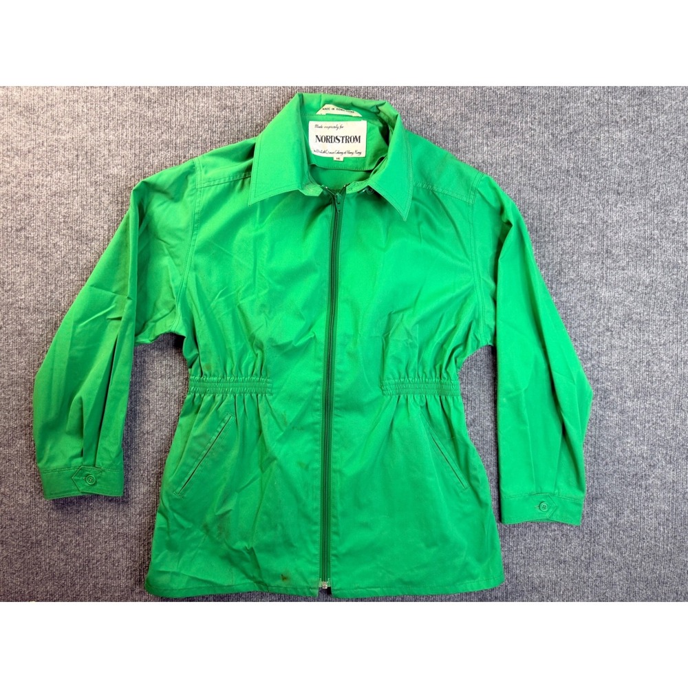 Vintage Nordstrom Green Jacket Womens 16 Cotton Zip Up Windbreaker Hong Kong